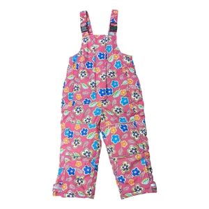 Hanna Andersson Pink Flowers Snow Pants Snowbib Overalls Snowsuit Girls 100 4 4T
